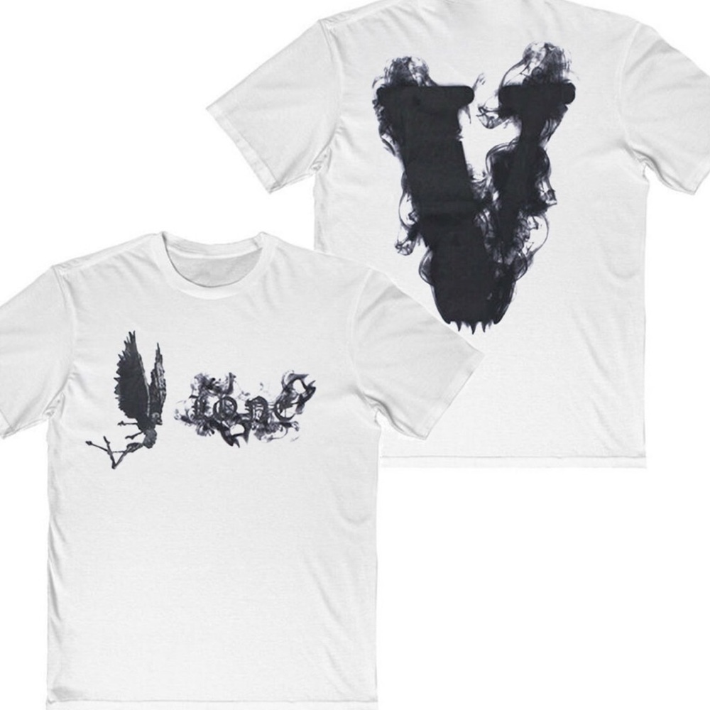 VLONE White Tee with Black Smoke Graphic